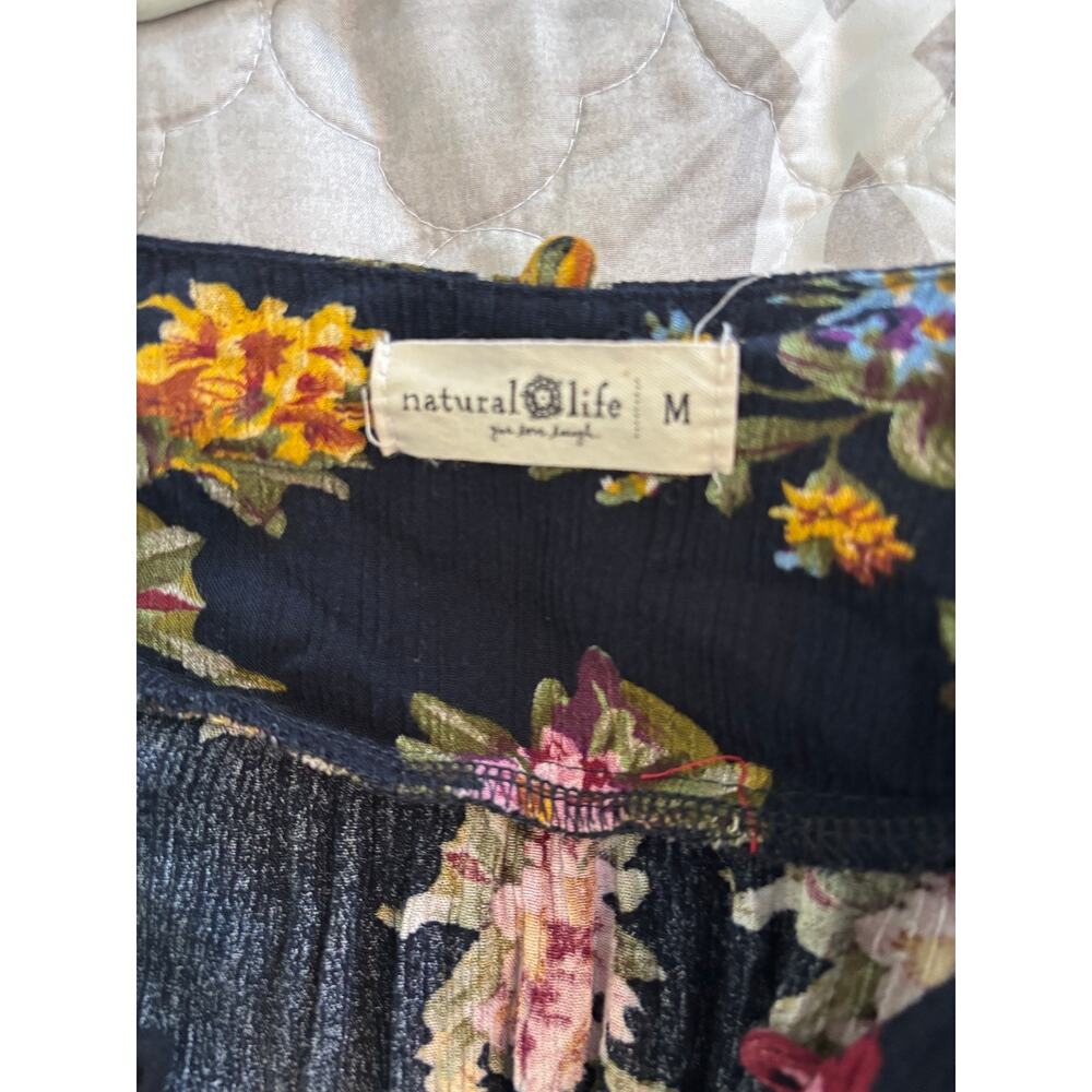 Natural Life Rowan Black Floral Midi Dress Medium - Picture 6 of 9
